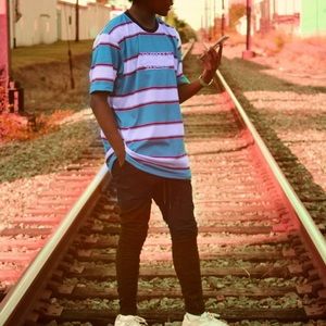 Grotesque official embroidered striped tee